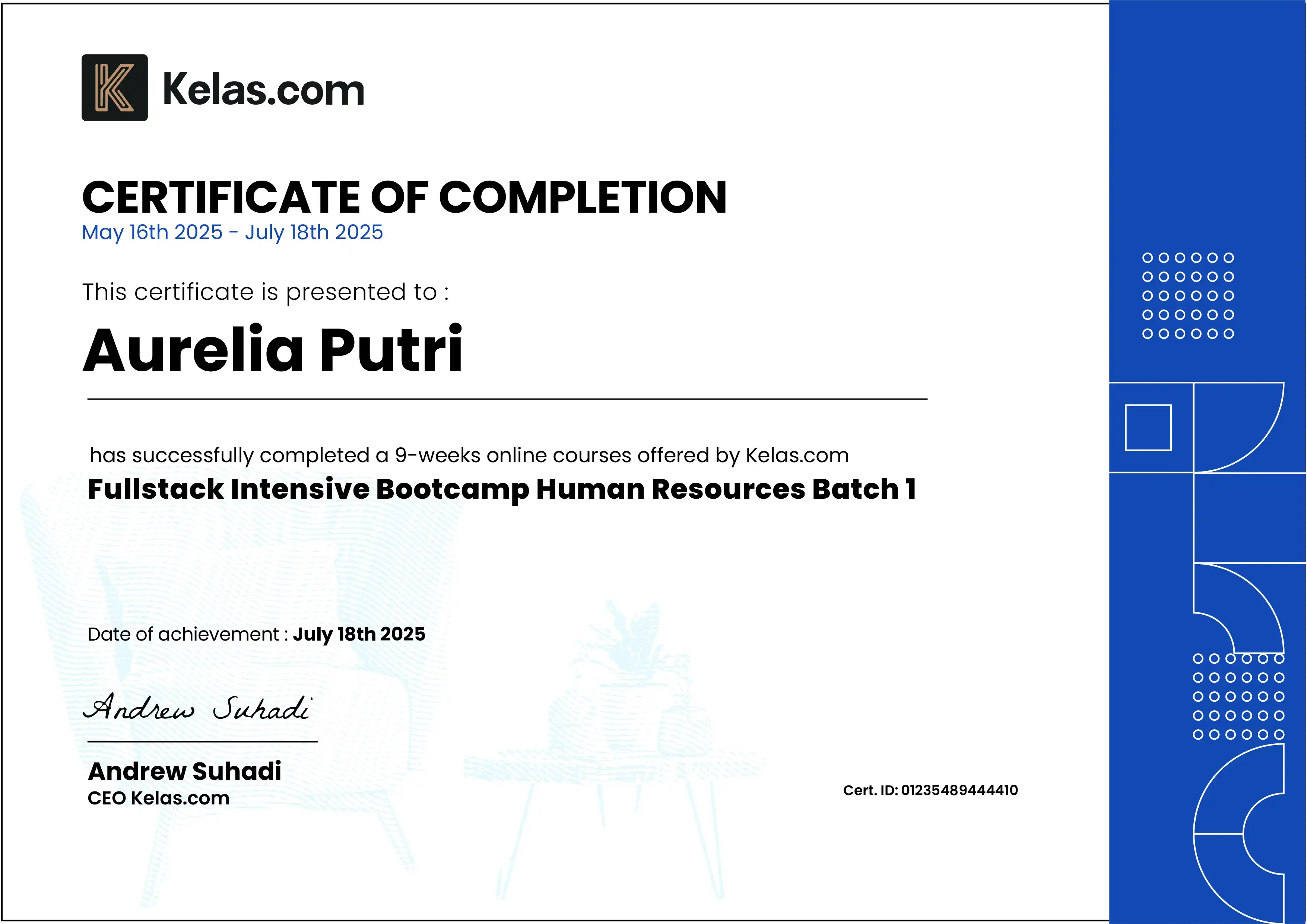 Certificate Completion